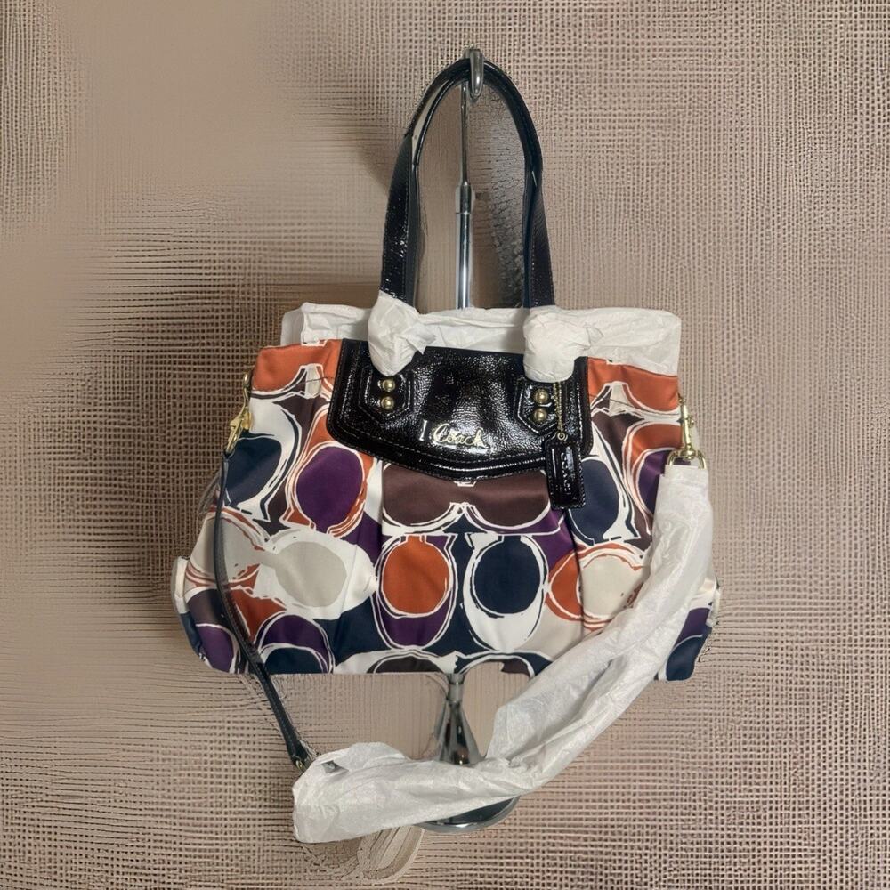 NWT Rare Coach F20113 Scarf Print Satchel & F62058 Coin Purse Set - Picture 10 of 14